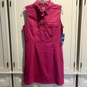 Reel Legends Pink Sheath Midi Dress with Mandarin Collar